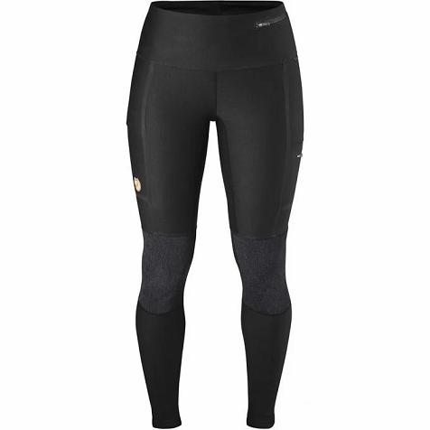 Fjallraven Women Abisko Trekking Tights Black PH96184 Philippines